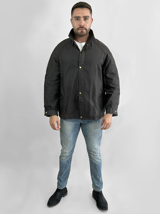 Male model wearing black jacket