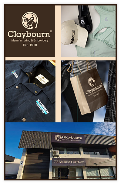 Collage pictures of claybourn products