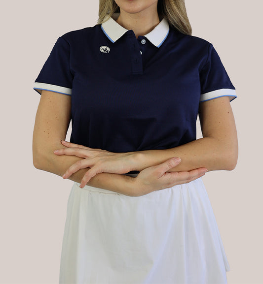 Women’s Contrast Polo Navy Blue