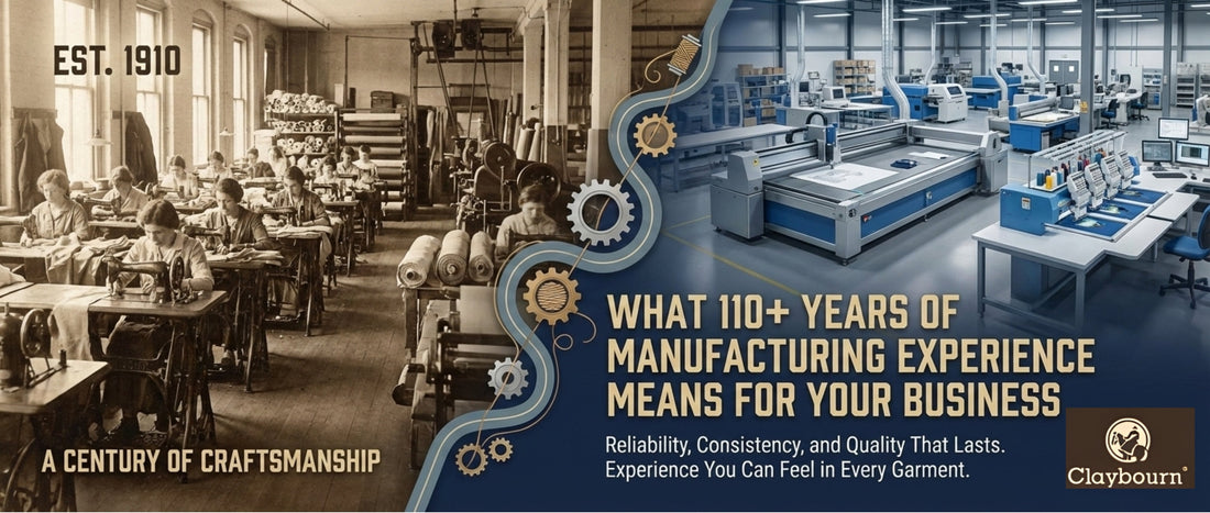 Claybourn Manufacturing showcasing over 110 years of apparel manufacturing experience