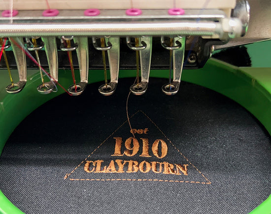 Embroidery of claybourn's logo