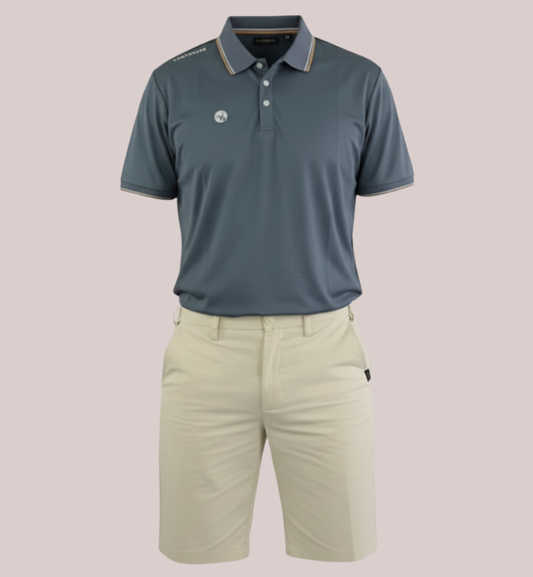 Men's Contrast Polo Grey