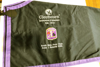 a black fabric with a claybourn logo