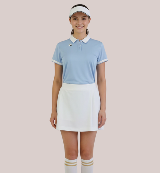 Women’s Contrast Polo Baby Blue