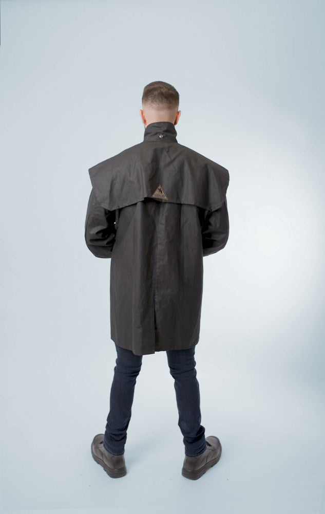 Unisex Oilskin Short Coat with Hood
